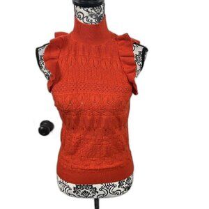 Who what wear red knit ruffle sleeveless turtleneck sweater.  Size s
